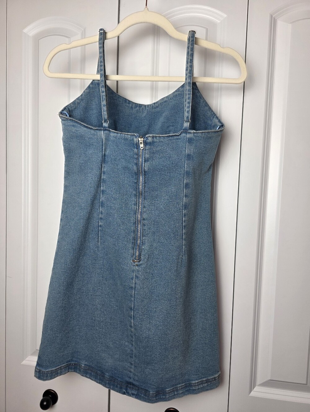 Lone Star- Light Wash Denim Mini Dress W/ Spaghetti Straps EUC Size -S - Picture 5 of 9